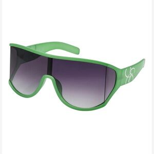 Jessica Simpson oversized wrap shield sunglasses, green